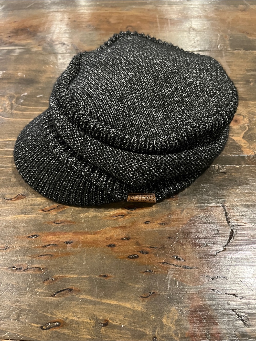 adidas Black Knit Brim Cap with Logo Tab